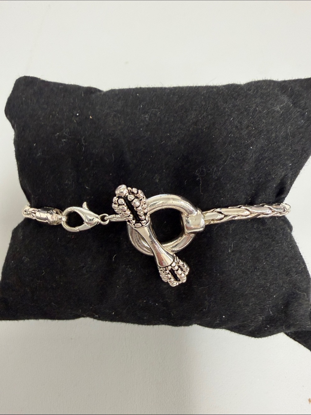 Silver-Tone Toggle Rope Accent Bracelet